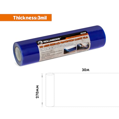 ROLLINGDOG 3Mil Carpet Protective Film Anti-Tear Carpet Protection Film - color: 10.63 inch x100 ft