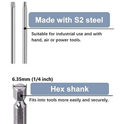 aiyun 12-Piece Security Bits Screwdriver Set Star Driver Bit (50mm) - size: 50mm Length (T5-T40)
