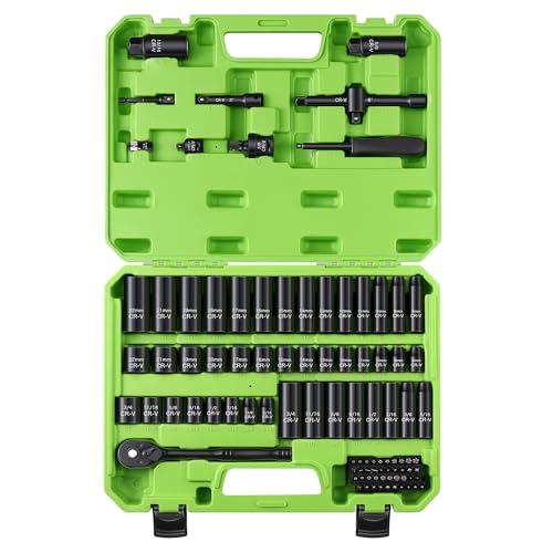 Reniteco 95-Piece 3/8" Drive Socket Set, SAE 5/16"-3/4" & Metric 8-22mm - size: 3/8"-95 PCS