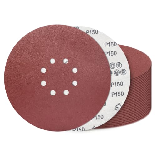 9 Inch 8 Hole Sanding Discs 150 Grit 20 Pack Hook and Loop Disc - style: 8 hole-150 Grit