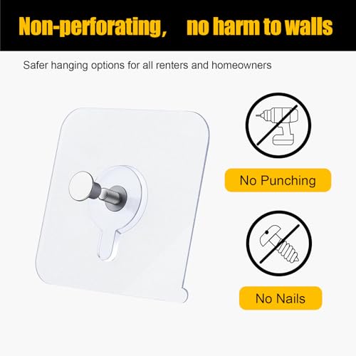 Adhesive Wall Hooks for Bathroom & Kitchen, 12 PCS Waterproof Damage-Free Hooks for Tile, Glass & Mirror – Strong No-Drill Hooks Without Nails, with Bonus Level for Picture Hanging on Smooth Surfaces