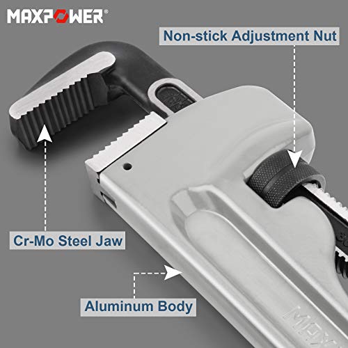 MAXPOWER 36-inch Pipe Wrench, 4.7” Jaw Opening, Aluminum Plumbing Wrench - size: 36-inch, style: Straight Pipe Wrench
