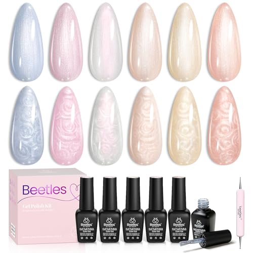 Beetles Pearl Gel Nail Polish Kit, Glitter Silk Mermaid Swirl Gel Polish - color: A - Pearl Glitter | Glitter Silk