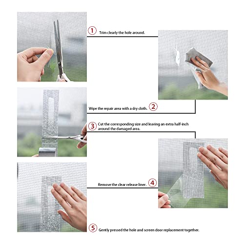 FLYZZZ Window Screen Repair Kit Tape Extra Wide 4''x16.4' Black Adhesive & Waterproof 3-Layer Fiberglass fix for Screen Door and Window Screen
