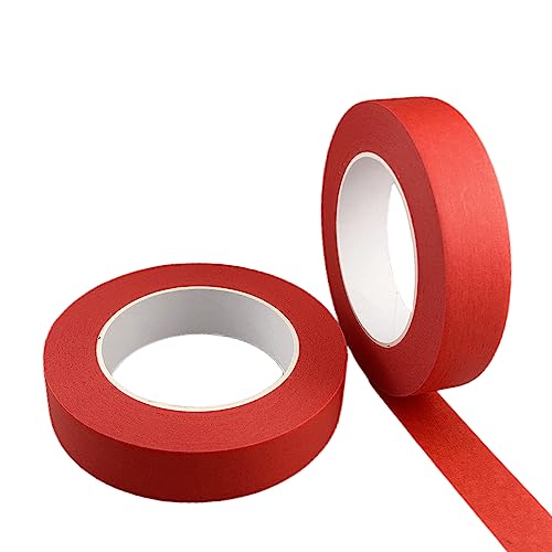 Red Masking Tape, 1 Inch x 55 Yards, 2 Rolls - color: Red