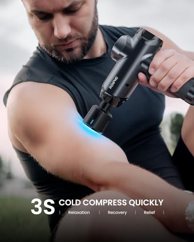 RENPHO Power+ Thermacool Deluxe Massage Gun with Heat and Cold - color: Tar Black
