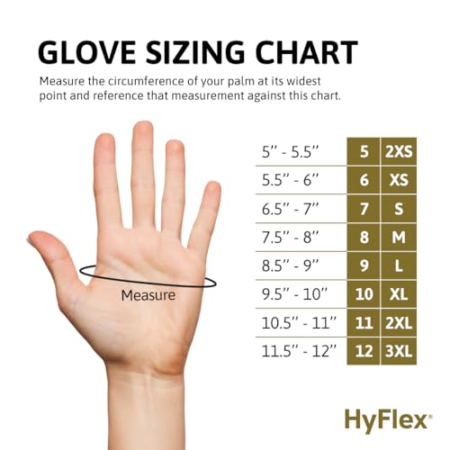 Ansell HYFLEX 11-600 Light Duty Nylon Industrial Gloves w/Palm Coating for Metal Fabrication, Automotive - Medium (8), Black (1 Pair)