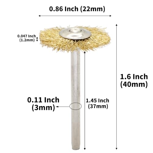 20PCS T-Shaped Brass Wire Brushes - Metal Rust Removal, Cleaning, and Polishing - 22mm Diameter, 1/8″ (3mm) Shaft - Removes Burrs and Oxide Layer - Handles Rough Surfaces - Rotary Tool Accessories - style: Brass Wire Brush T-shaped 3*22mm 20PCS