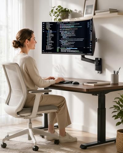 Single Wall Mount Monitor Arm for 17-49" Ultrawide Screens - size: Single