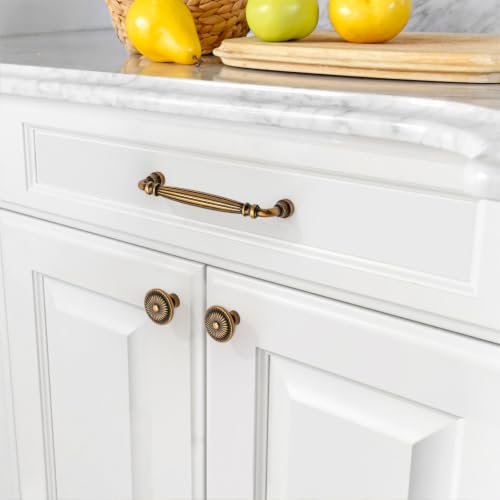 Asidrama 10 Pack 5 inch Brushed Antique Brass Kitchen Cabinet Handles - color: Brushed Antique Brass, size: 5" Hole Center(128mm)