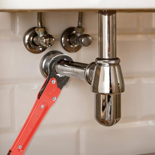 4Pcs Plumbing Tools Kit, Angle Stop Wrench Kit with 1/2 Inch Compression Sleeve Puller, Red Carbon Steel Plumbers Wrench for Installing and Removing Nut Ferrule Tight Spaces Under Sink