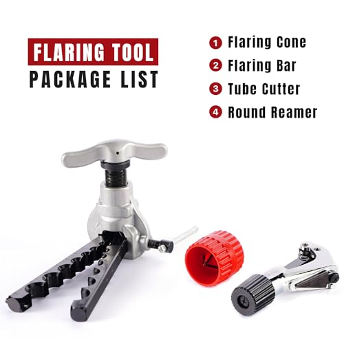 Thorstone 45 Degree Eccentric Flaring Tool Kit for HVAC, Red - size: 7 Sizes (3/16"-3/4")