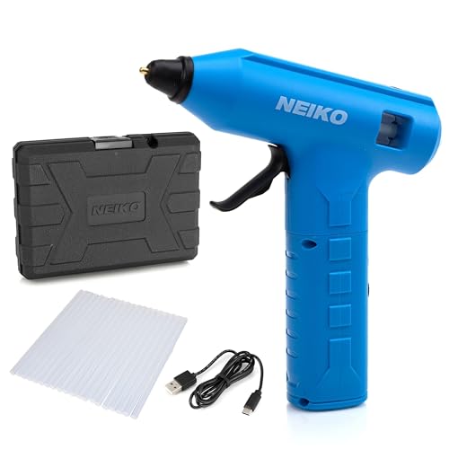 NEIKO 10582A Cordless Glue Gun, 20W Rechargeable Hot Glue Gun, 20 Glue Sticks Included, Wireless Anti Drip Nozzle Mini Glue Gun for Arts and Crafts, Mini USB Charging Port, Insulated Nozzle - style: Cordless Quick Heating Glue Gun