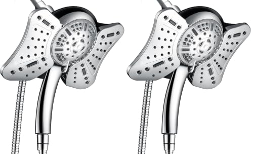 GRICH 2.5GPM Shower Head with Handheld Spray Combo: 2 in 1 Rainfall Shower Heads high pressure & Handheld Shower Head, 9 Spray Modes/Settings Detachable Shower Head with 60 Inch Hose (Pack of 2) - color: Chrome, size: 2.5 GPM (Pack of 2)