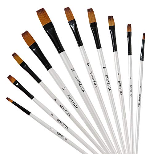 GETHPEN Flat Paint Brush Set for Acrylic Watercolor & Oil Painting,12pcs - style: Flat