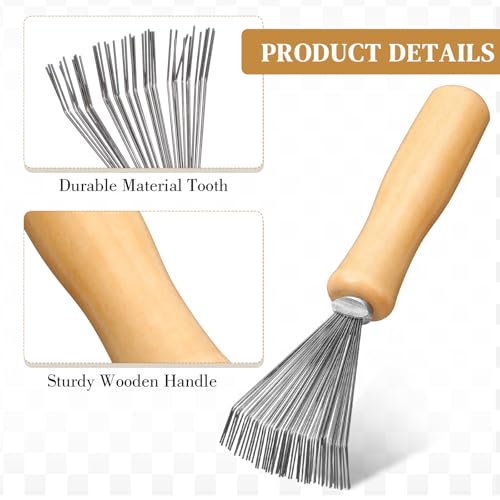 Boao 2 Pack Hair Brush Cleaner,White,Wood Color,Polished Wooden Handle Rake - color: White, Wood Color, style: Polished Wooden Handle Rake