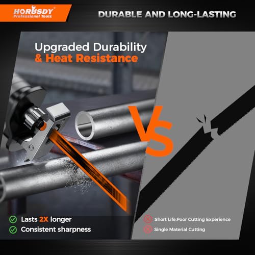 HORUSDY 6PCS 9-Inch 14TPI Bi-Metal Reciprocating Saw Blades, Heavy-Duty Blades for Cutting Steel Pipe, Rebar and Sheet Metal, Universal Shank Fits Most Saws - style: 6-Pc 9"Bi-Metal (Metal Cutting)
