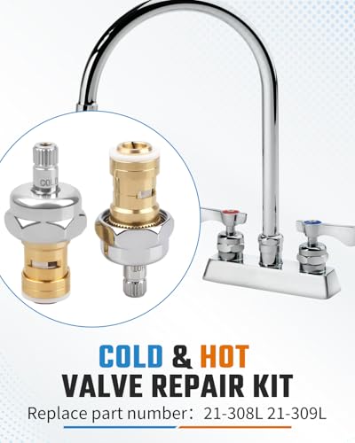 21-308L & 21-309L Cold & Hot Valve Repair Kit Fit for Krowne Royal Series Faucets & Pre-Rinse Units，1/4 Turn Ceramic Cartridge，Not Include Handle