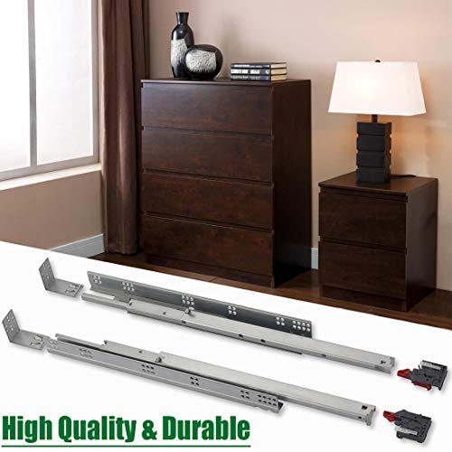Full Extension Undermount Drawer Slides 18 inch (1 Pair), Soft Close Concealed Drawer Runners, Come with Mounting Screws and Brackets - size: 18 Inch