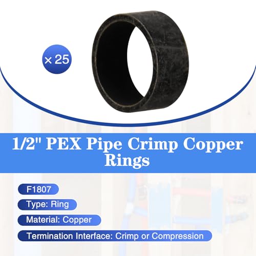 25 Pack 1/2" PEX Copper Crimp Rings - size: 1/2“ × 25pcs