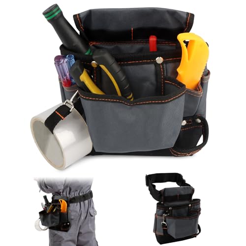 Tool Belt, 8-Pockets Tool Belts for Men, Adjustable Utility Tool-Pouch for Electrician, Carpenter, Construction, Work Apron, 9.45 x 8.66inch(Color:Black)