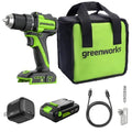 GREENWORKS 24V 1/2" Brushless Cordless Drill (400 In-lbs.), 2.0Ah (12,000mAh Power Bank) USB-C Batteries, 3.3 FT Braided Cable, 30W Charger - size: 400 in-lbs Drill Driver