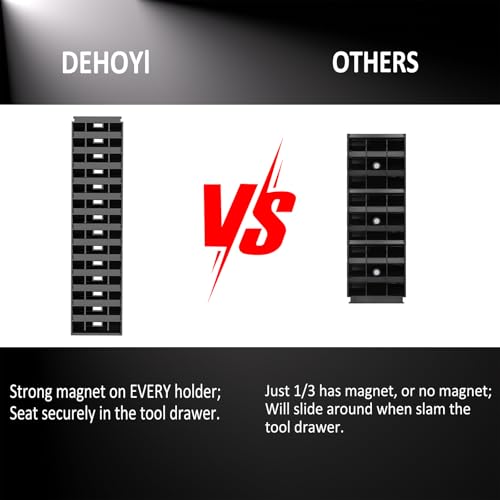 DEHOYI 48 pcs Premium MAGNETIC Modular Wrench Organizer System- Wrench Rack with Metric&SAE Labels, Tool Storage Holder. Gift for mechanics (Black) - style: Magnetic(48 pcs Black)
