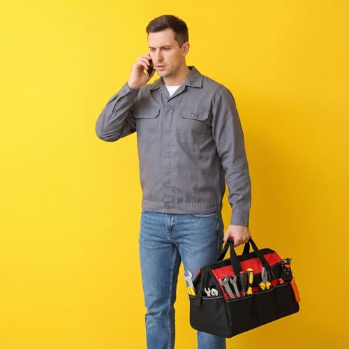 Sanwuta 3 Pack 16 Inch Tool Bags, Side Pockets, Blue, Red, Yellow - color: Blue, Red, Yellow, size: 16 Inch, style: Side Pockets
