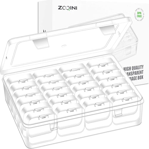Bead Organizer Box, 28Pcs Small Clear Plastic Storage Containers, 1 Large Craft Organizer Box, 1 Sheet Label, Mini Parts Storage Solution for Beading Jewelry Making Diamond Arts Screws Seeds - size: 1 Pack - 28 Pcs (2.16" x 2.16" x 0.78")