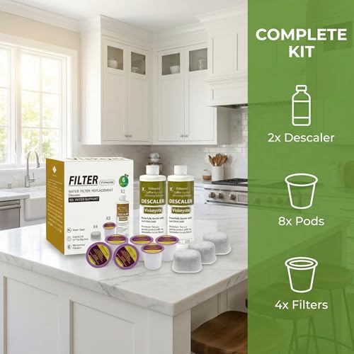 2 Descalers+4 Filters & 8 Cleaning Pods for Keurig Coffee Makers