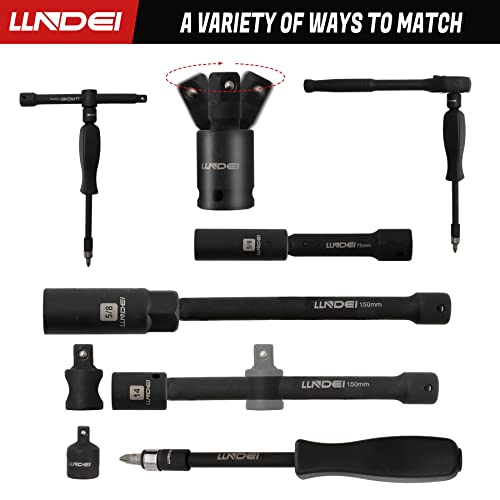 LLNDEI 3/8" Drive Impact Socket Set 95Pcs SAE/Metric - size: 95-Piece 3/8" Drive Impact Socket Set