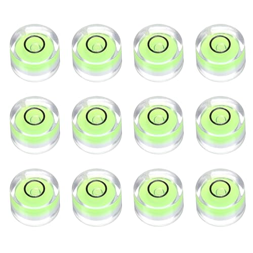 HARFINGTON 12pcs Circular Bubble Spirit Level 12x7.5mm Mini Round Bubble Spirit Level Little Measuring Layout Tools for TV Industrial Carpentry Picture Frame, Green/Black - color: Green/Black, size: 12x7.5mm