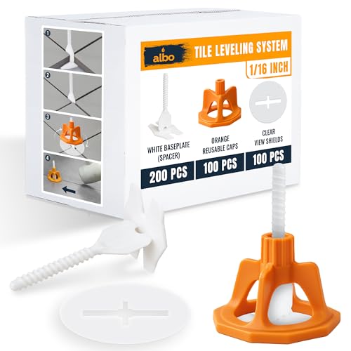 ALBO Tile Leveling System Set 1/16 inch - 400 PCS - Professional Floor & Wall Spacer Kit with Reusable Caps & Protection Plates - Anti-Lippage Installation Tools for Large and Small Tile Formats - style: Set 1/16 inch 400 PCS