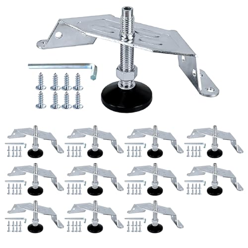POWERTEC Corner Leveling Feet 12PK, Heavy Duty Adjustable Corner Bracket Levelers with Nylon Foot for Cabinets, Vanities, Furniture & Shelves (71157-P3V) - size: Set of 12, style: Corner leveling feet