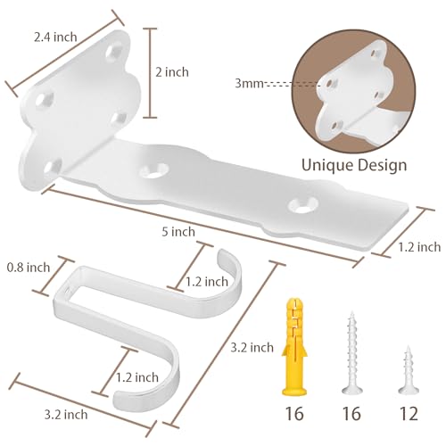 SOGAL 5 Inch Shelf Brackets with 4 Hooks, White Floating Shelf Bracket Invisible Supports 4 Pack - color: White, size: 5 Inch