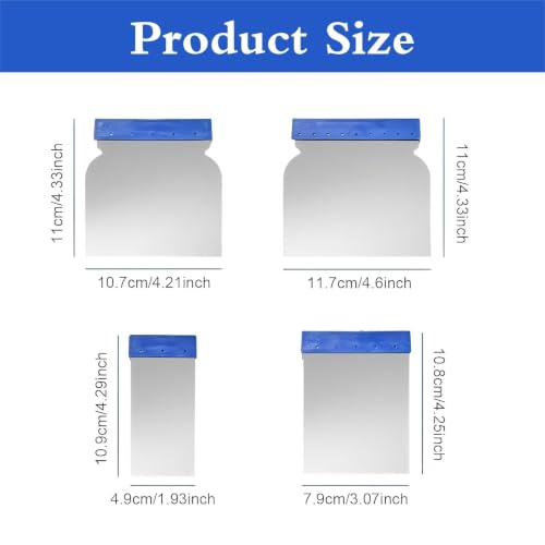 4 Pcs Metal Body Filler Spreader, Stainless Steel Putty Knife Set, Multipurpose Automotive Scraper Repair Tool for Applying Glaze, Plaster, Cement and Paint Fillers