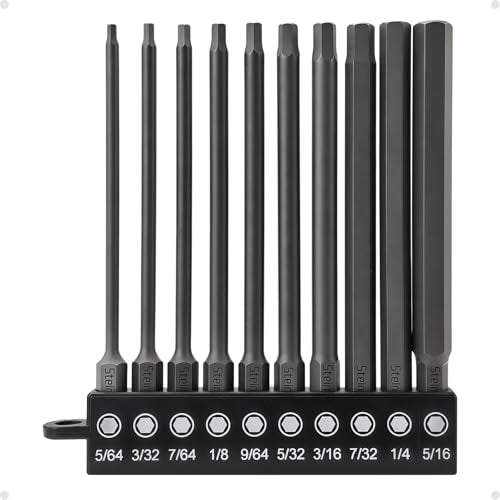 Impact Rated Screwdriver Bit Set, 4" Extended Long Magnetic Power Bits, Premium S2 Steel, Shock-Absorbing Design, 1/4" Hex Shank for Power Drill & Impact Driver (4 Inch SAE Hex) - size: 4 Inch SAE Hex
