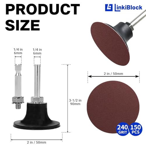 150Pcs 2 inch R-Type Quick Change Aluminum Oxide Surface Conditioning Sanding Discs Set 240 Grit with Adapter & Backing Pad - style: 240 Grit