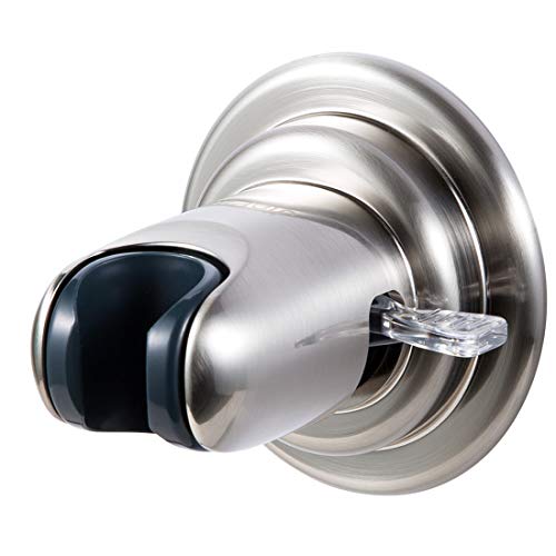 JiePai Suction Cup Shower Head Holder,Adjustable Handheld,Brushed Nickel | 20° adjustable angle,Removable,No-drill wall mount,fits 3/4 handheld,Works on tile glass metal,For bathroom/RV - color: Adjustable Holder-Brushed Nickel