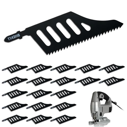 20PCS T142HB Jigsaw Blades, High Carbon Steel T-Shank Blades for Special-Shaped & Flush Cuts in Wood, Plastic & Fiberboard, Professional Scroll Saw Accessories