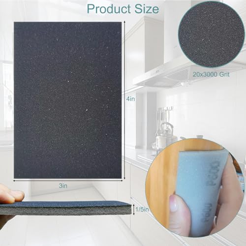 20 PCS 3 x 4 Inch 3000 Grit Sanding Sponge, Ultra Fine Sanding Sponges Pads, Soft Foam Hand Sander Block Wet Dry Sandpaper for Model Drywall Metal Wood Furniture Polishing - style: 3000 Grit