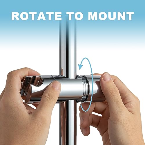 OFFO Shower Head Holder, Adjustable 0.75-1.00 in(19-25 mm) Diameter Hand Shower Holder Bracket for Slide Bar, Detachable Slider Clamp Bathroom Replacement, 45 Degree Rotation Sprayer Holder, Chrome - style: Chrome