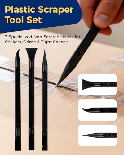12Pcs Plastic Scraper Tool, Crevice Cleaning Tool, Non-Scratch Car Detailing Supplies for Cleaning, Versatile Label/Sticker Remover & Peeler Tool for Tight Spaces