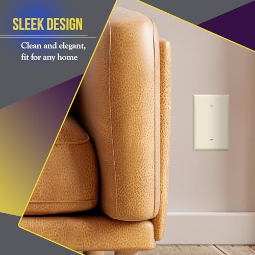 ENERLITES 10 Pack Oversized Blank Wall Plate Cover, 1-Gang, Light Almond - color: Light Almond, size: Over-Size