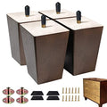 Sofa Legs Square Bed Feet 4 inch Wood Replacement Leg for Furniture Set of 4, Dark Brown… - color: 4sets, size: 4inch