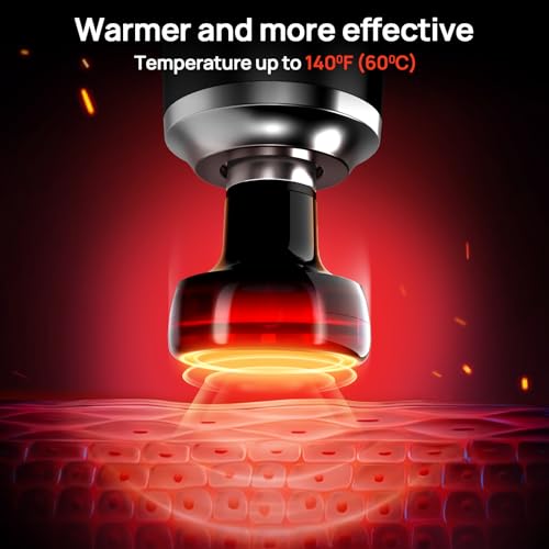 HEYCHY Massage Gun Deep Tissue, 6 Heads Muscle Massager Heat Therapy - color: Gloss Black