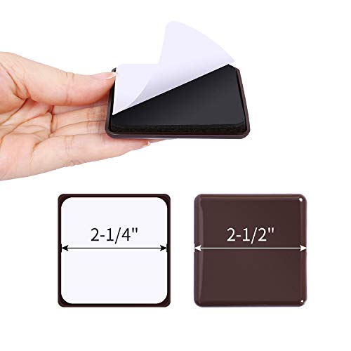 Ezprotekt 2.5" Furniture Sliders for Carpet, Self-Adhesive Furniture Glides - color: Brown, size: 2.5" x 2.5"