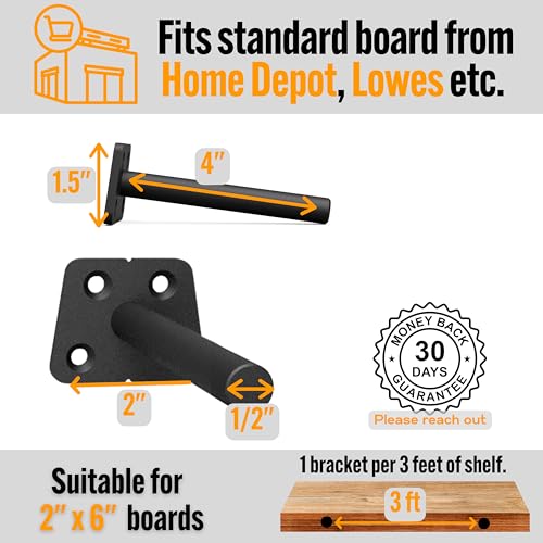EVALD 4 Inch Floating Shelf Brackets, Hidden Shelf Brackets for Floating Shelves, Heavy Duty Shelf Bracket with Screws & Anchors, Floating Shelf Mount, Invisible Shelf Support (4 Pack) - size: 4 Inch, style: 4 Pack All-purpose