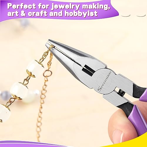 SPEEDWOX Mini Long Nose Pliers With Serrated Jaw and Chain Nose Pliers for Jewelry Making and Hobby Craft DIY - style: Long Nose Pliers
