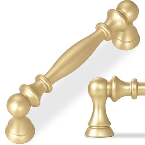 10 Pack 3-3/4 Inch(96mm) Kitchen Cabinet Handles Brushed Gold Cabinet Pulls Zinc Alloy Drawer Pulls Solid Kitchen Hardware - color: Brushed Gold, size: 3-3/4'' Hole Center(96mm)